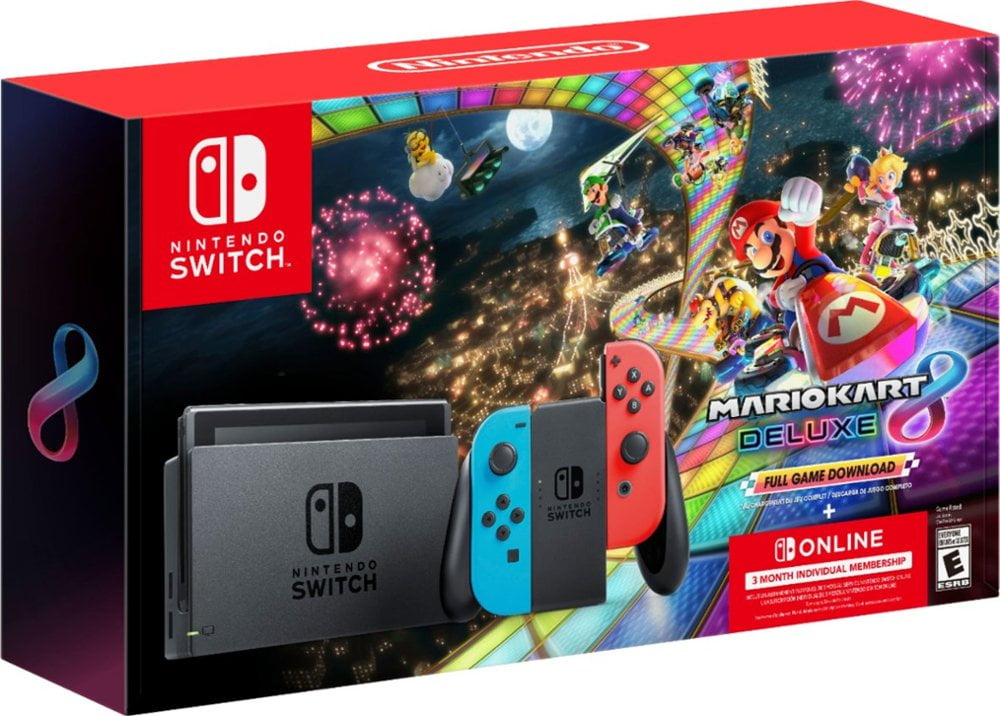 Nintendo Switch Home Package with Blue & Red Joy-Con, Mario Nintendo Switch Home Package with Blue & Red Joy-Con, Mario