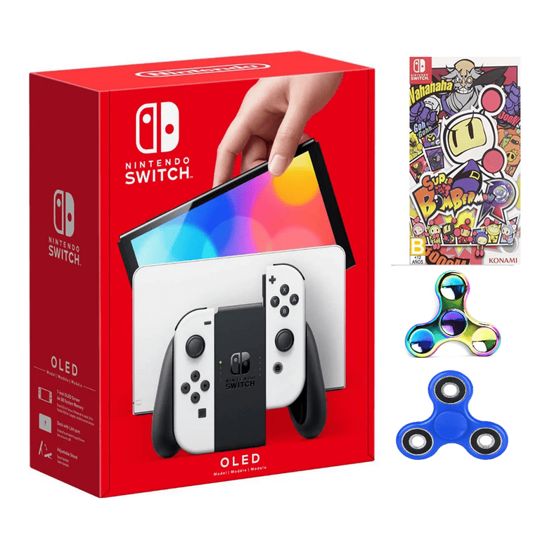 Nintendo Switch 64GB 7-inch OLED Model Bundle, White Joy-Con