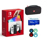 Nintendo Switch 64GB OLED Model Bundle, Nintendo Switch Console with White Joy-Con Controllers & Dock, Vibrant 7-inch OLED Screen, 64GB Storage, Switch Deluxe Travel Case with Mazepoly Accessories