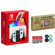 Nintendo Switch 64GB OLED Model Bundle, Nintendo Switch Console with White Joy-Con Controllers & Dock, Vibrant 7-inch OLED Screen, Game & Watch Super Mario Bros with Mazepoly Accessories