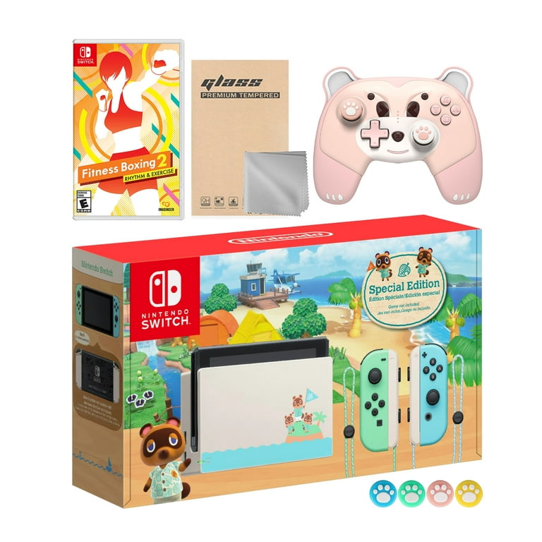 Nintendo Switch Animal Crossing Limited Console Fitness Boxing 2: Rhythm &  Exercise, with Mytrix Wireless Pro Controller Berry Bear Tempered Glass  Screen Protector