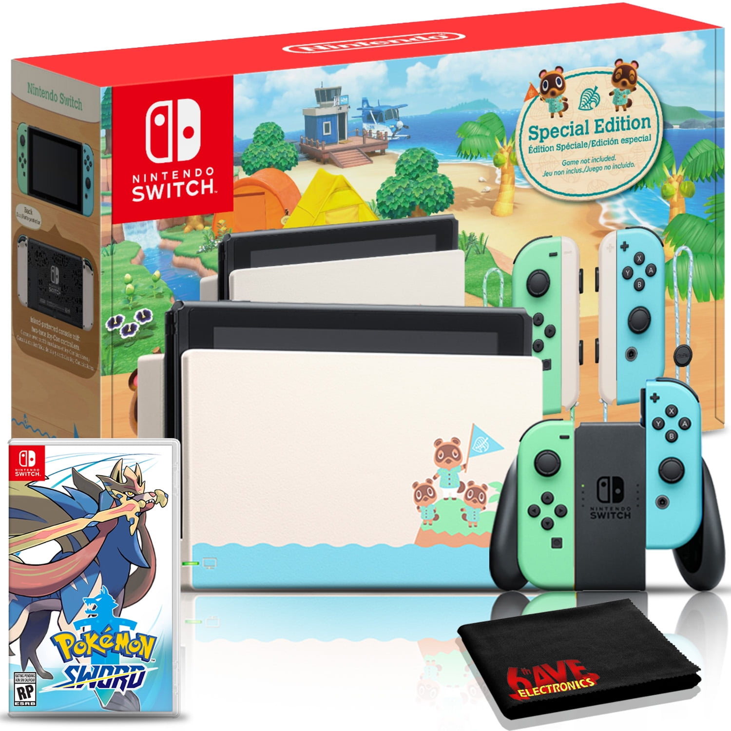 Nintendo Switch Animal Crossing: New Horizons Console Bundle + Pokemon Sword