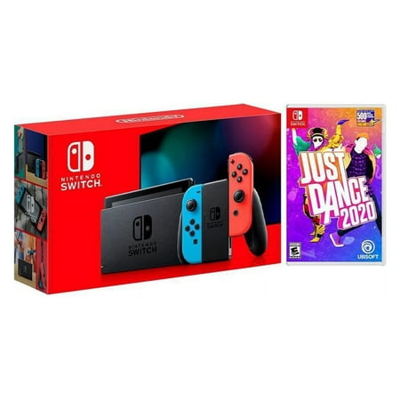 Nintendo Switch Blue and Red Joy-Con Improved Battery Life Console Bundle with Just Dance 2020