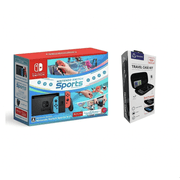 Nintendo Switch Bundle: Neon Blue/Red Bundle with Nintendo Switch Sports (Full Game Download + Leg Strap) + Travel Case Kit (JP Import with US Plug)