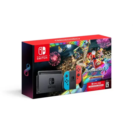 Nintendo Switch Bundle with Mario Kart 8 Deluxe - Joy-Con Neon Red/Blue