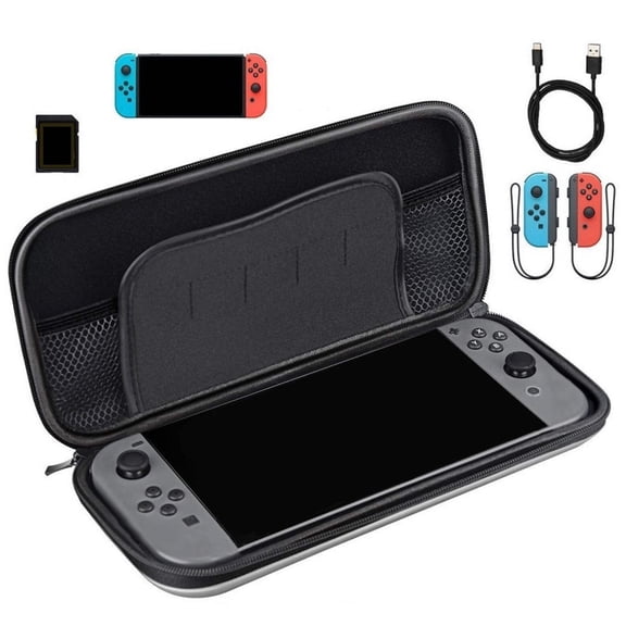 Nintendo Switch Carrying Storage Case, Protective Hard Case with handle, Holds 20 Games, Controller & Accessories-Silver