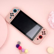 Nintendo Switch Case Soft Skin Dockable, Matte TPU Full Body Protective Cover Cute Candy Girls for Joy-Con Controller, NS Console Switch Accessories Conque GMYLE (Pink)