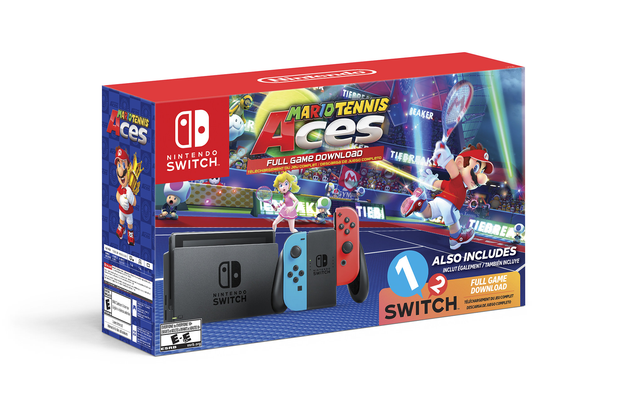 Nintendo Switch Console, Neon Blue & Neon Red with Mario Tennis Aces & 1-2-Switch - image 1 of 9