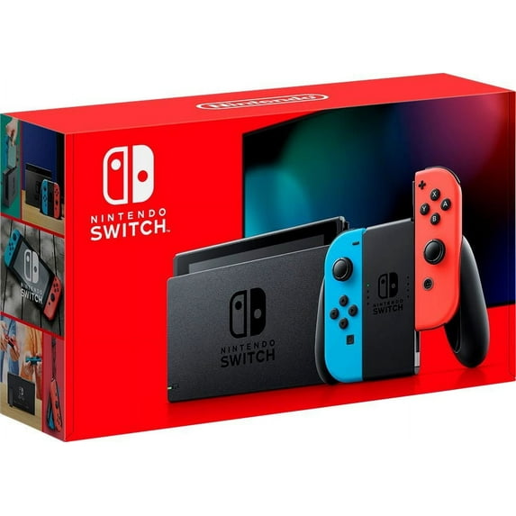 Nintendo Switch with Neon Blue and Neon Red Joy-Con