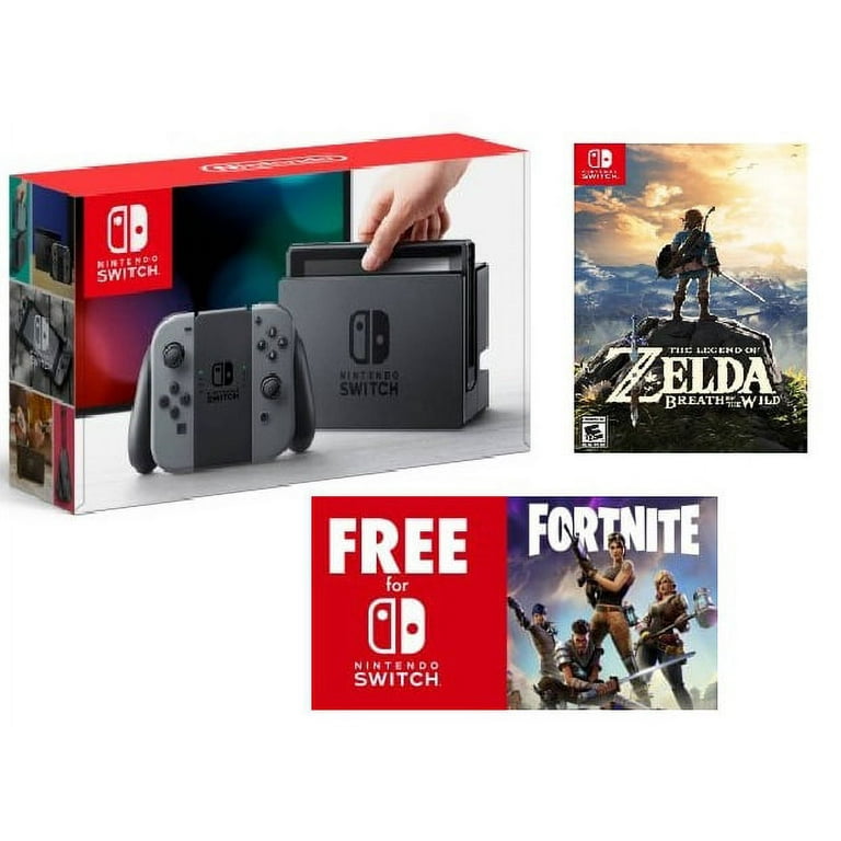 Nintendo Switch Console with Gray Joy-Con Game Bundle with The Legend of  Zelda and Free Download Nintendo Switch FORNITE BATTLE ROY