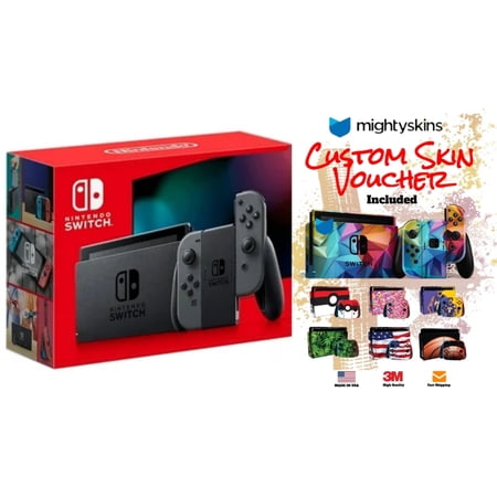 Nintendo Switch Console with Gray Joy Con with MightySkins Voucher - Limited Bundle (JP Edition)
