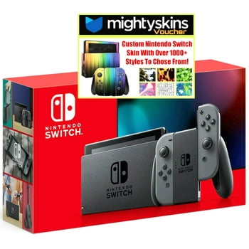 Nintendo Switch Console with Gray Joy Con with MightySkins Voucher - Limited Bundle (JP Edition)