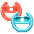 thumbnail image 1 of TJS Switch Steering Wheel Compatible with Nintendo Switch JoyCon Controllers, Controller Steering Wheel, Racing Wheel (Set of 2) (Blue and Red), 1 of 4