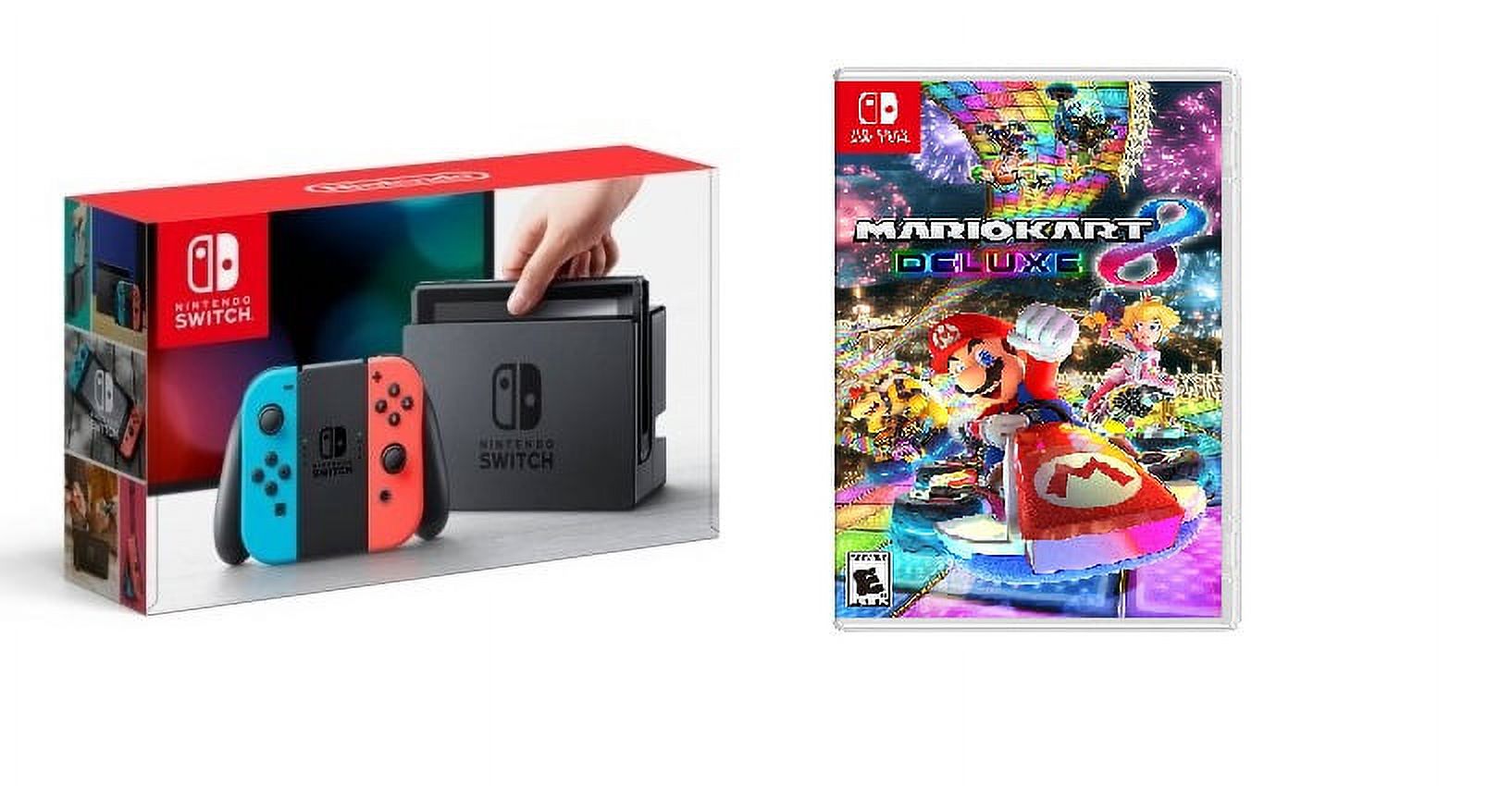 Nintendo Switch Gaming Console Neon Blue and Neon Red Joy-Con Bundle with Mario Kart Deluxe 8 - image 1 of 4