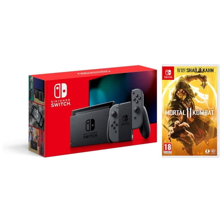 Nintendo Switch Gray Console New 2019 Version with Mortal Kombat 11 Bundle - Import with US Plug