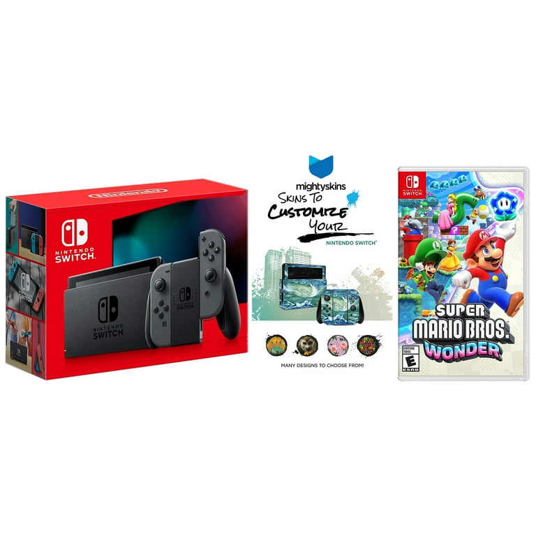 Nintendo Switch Gray Console with Super Mario Bros Wonder Game and