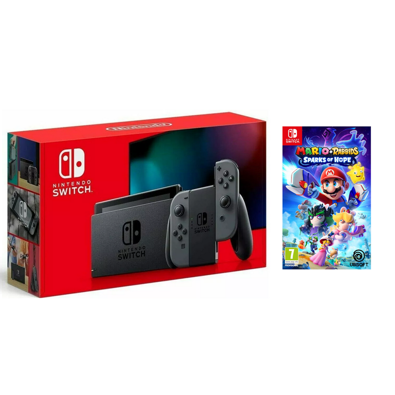 新品 未開封 Switch Nintendo Switch Nintendo Switch Gray with Mario Rabbids Sparks of Hope Game