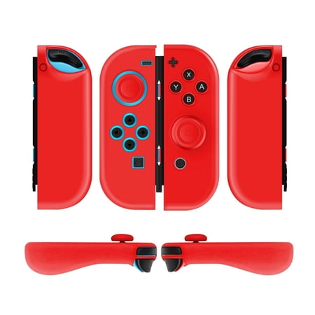 Joycon Case for Nintendo Switch - Silicone Joy Con Case for Nintendo Switch & Switch Oled - Protective Switch Controller Case Cover with Thumb Grip Caps for Nintendo Switch Joycon (Neon Red)