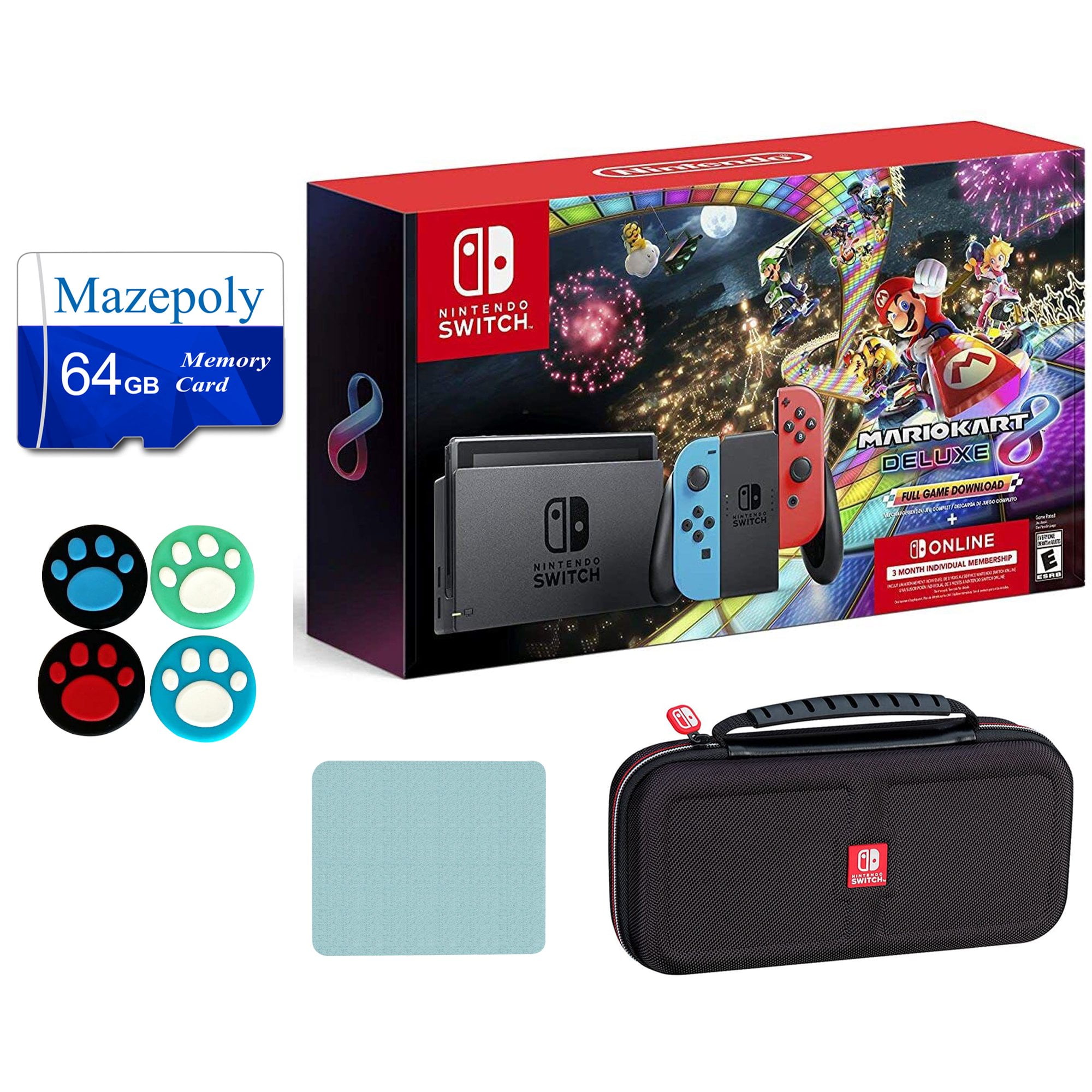 Nintendo Switch OLED Model w/ Neon Red & Neon Blue Joy-Con Console with  Mario Kart 8 Deluxe Game - Limited Bundle - Import with US Plug 