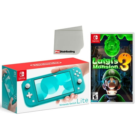 Nintendo Switch Lite 32GB Console Turquoise Bundle with Luigi's Mansion 3 and Microfiber Cleaning Cloth