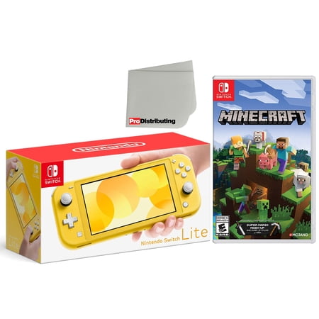 Nintendo Switch Lite 32GB Console Yellow Bundle with Minecraft and Microfiber Cleaning Cloth