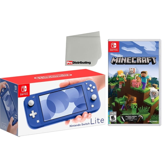 Nintendo Switch Lite 32GB Handheld Video Game Console in Blue with Minecraft Game Bundle