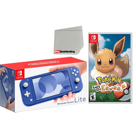 Nintendo Switch Lite 32GB Handheld Video Game Console in Blue with Pokemon: Let's Go, Eevee! Game Bundle