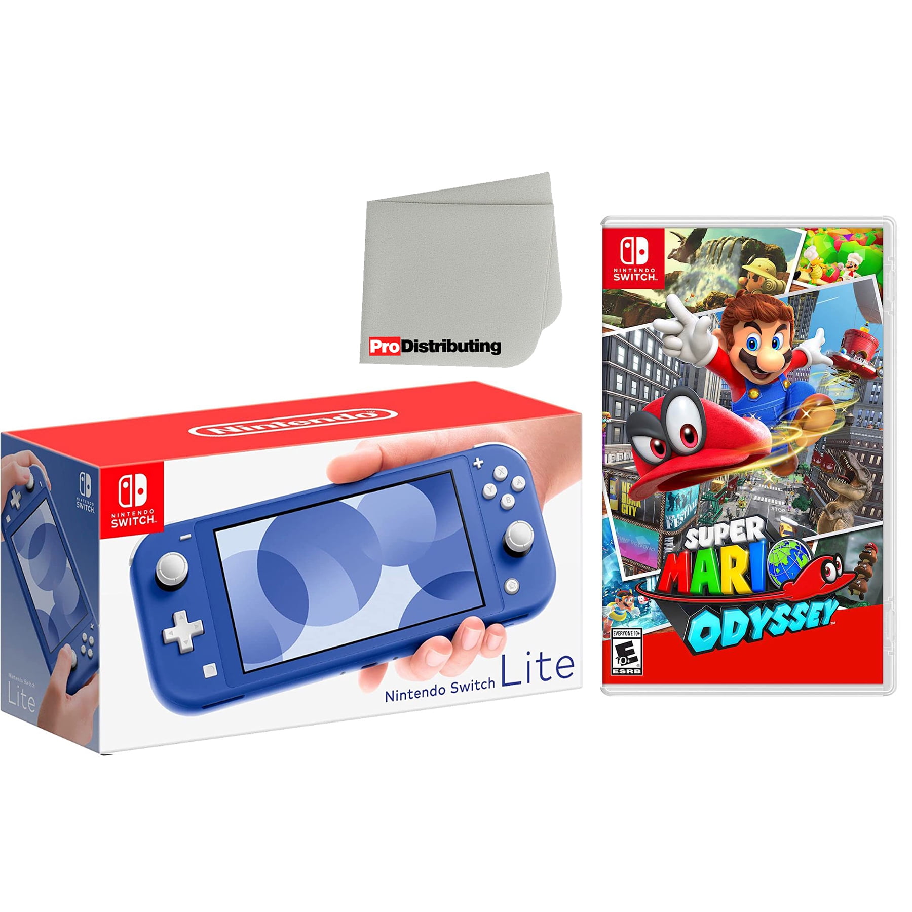 Nintendo Switch Lite 32GB Handheld Video Game Console in Blue with Super Mario Odyssey Game Bundle