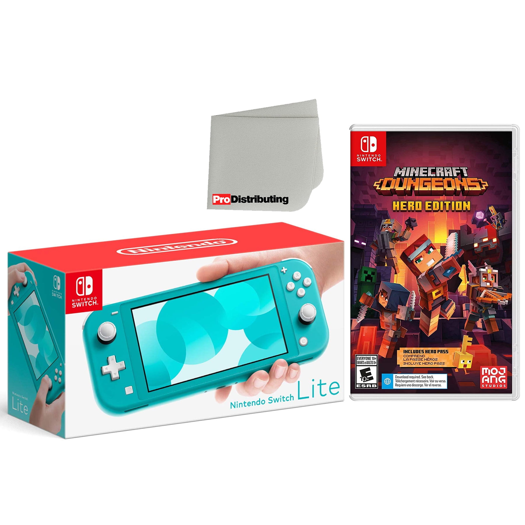 Nintendo Switch Lite 32GB Handheld Video Game Console in Turquoise with  Minecraft Dungeons Hero Edition Game Bundle 