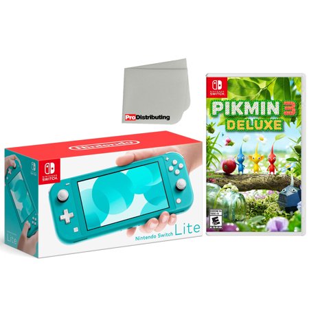 Nintendo Switch Lite 32GB Handheld Video Game Console in Turquoise with Pikmin 3 Game Bundle