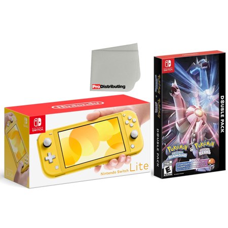 Nintendo Switch Lite 32GB Handheld Video Game Console in Yellow with Pokemon Brilliant Diamond & Pokemon Shining Pearl Double Pack Game Bundle