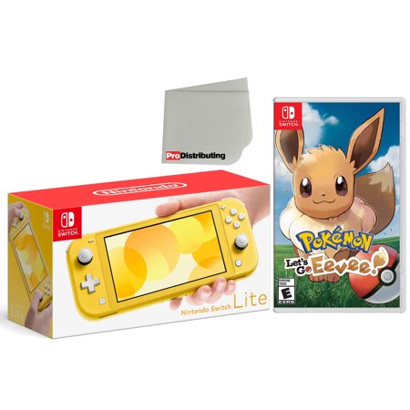 Nintendo Switch Lite 32GB Handheld Video Game Console in Yellow with Pokemon: Let's Go, Eevee! Game Bundle