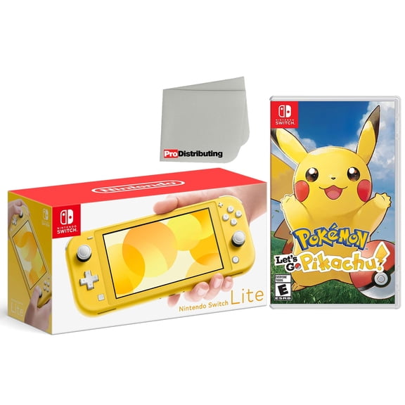 Nintendo Switch Lite 32GB Handheld Video Game Console in Yellow with Pokemon: Let's Go, Pikachu! Game Bundle