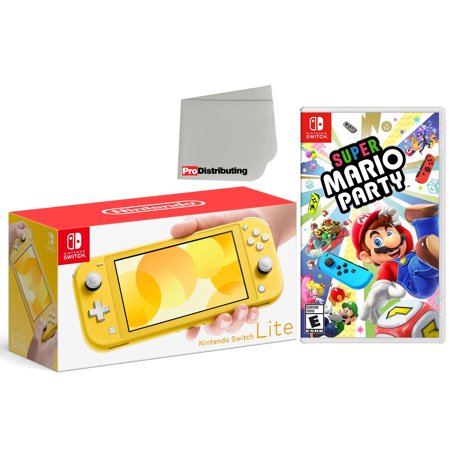 Nintendo Switch Lite 32GB Handheld Video Game Console in Yellow with Super Mario Party Game Bundle