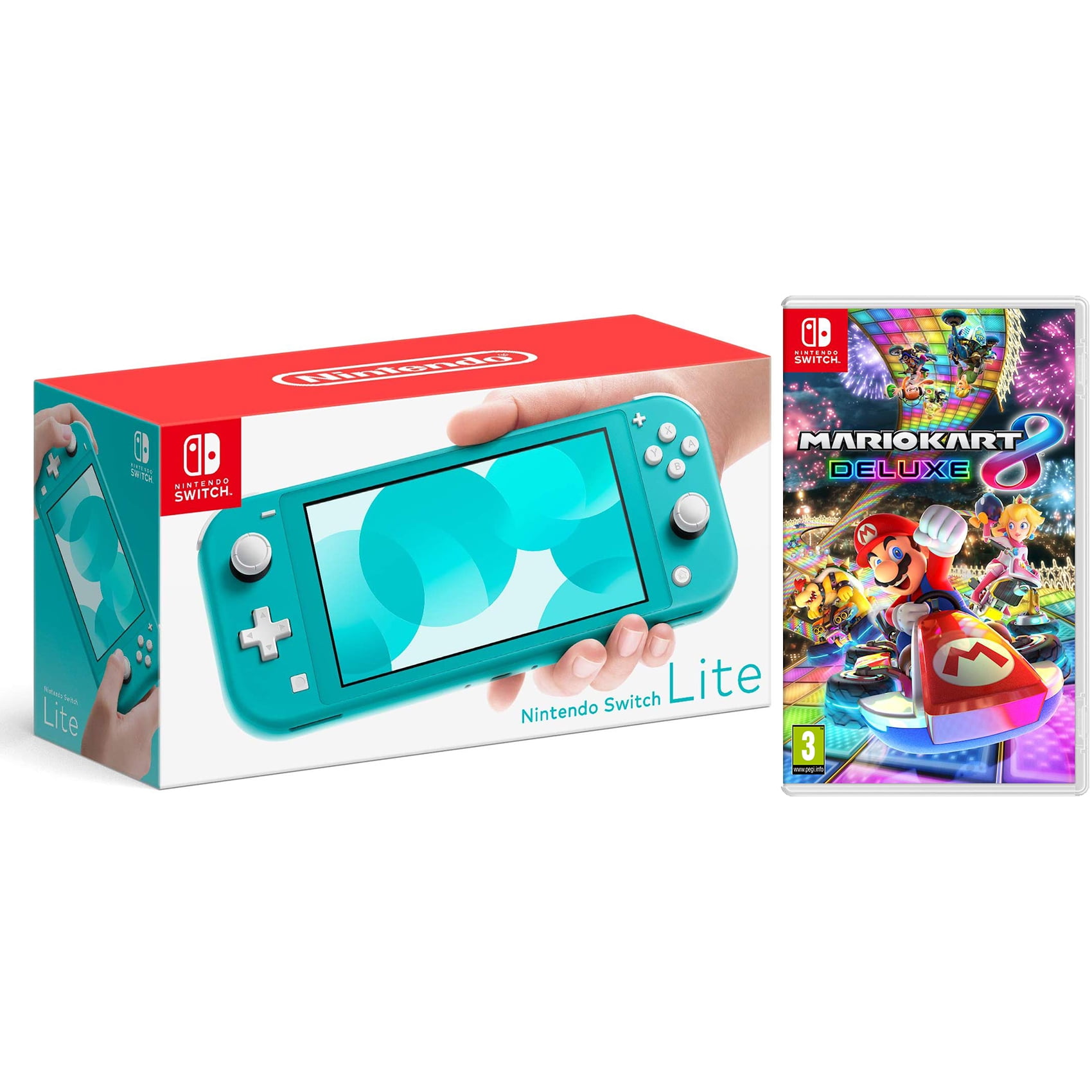 Nintendo Switch Lite 32GB Turquoise and Mario Kart 8 Bundle