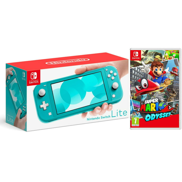 Nintendo Switch Lite 32GB Turquoise and Super Mario Odyssey Bundle