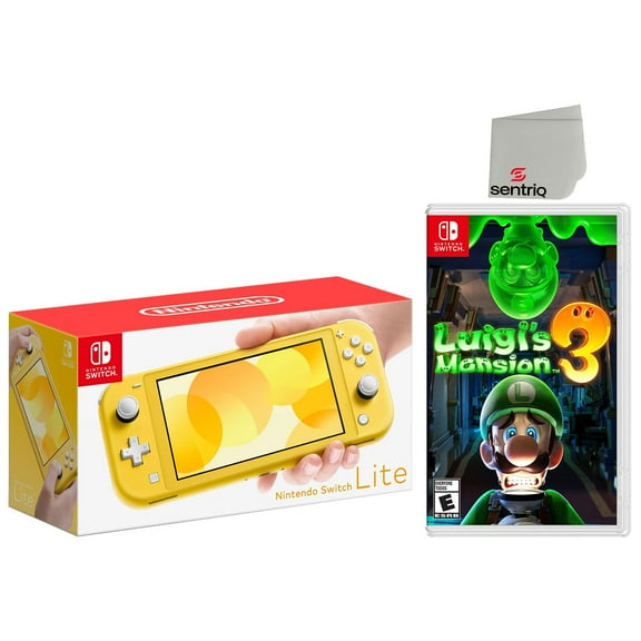 Nintendo Switch Lite 32GB Yellow Edition and Luigi's Mansion 3 Bundle - Japan Import with US Plug with Screen Cleaning Cloth