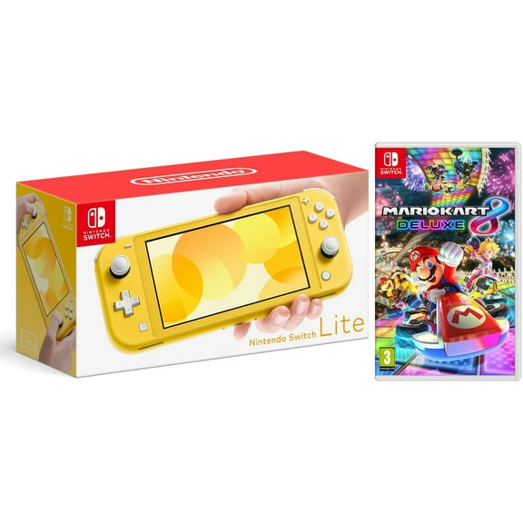 Nintendo Switch Lite 32GB Yellow and Mario Kart 8 Bundle - Import with US Plug