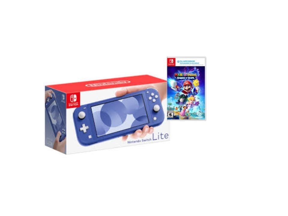 Nintendo Switch Lite Blue Edition and Mario + Rabbids Sparks of