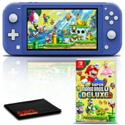 Nintendo Switch Lite (Blue) Gaming Console Bundle with Super Mario Bro U Deluxe