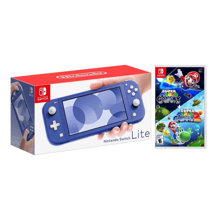 Nintendo Switch Lite Blue Gaming Console with Super Mario Galaxy 2