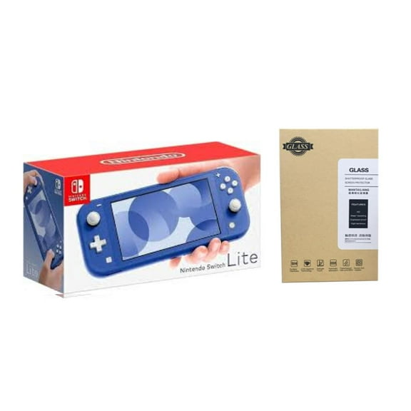 Nintendo Switch Lite Blue + Tempered Glass Screen Protector Bundle (International Version)
