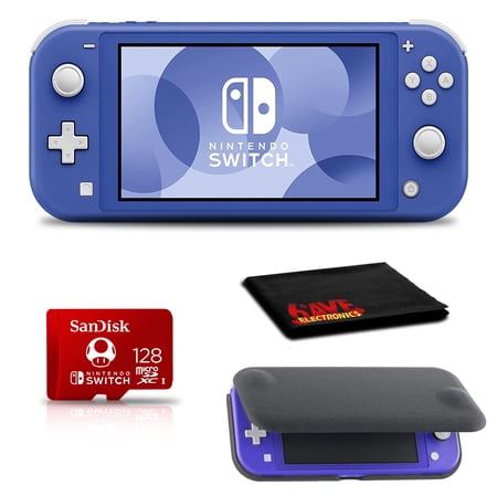 Nintendo Switch Lite Blue with Flip Cover Screen Protector and 128GB microSDXC