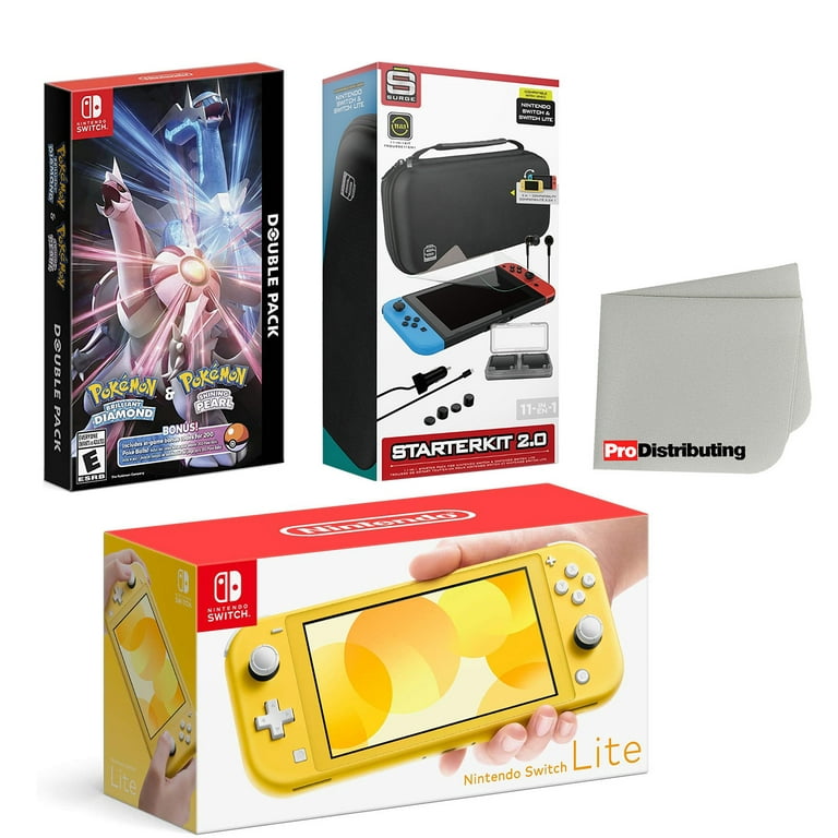 Nintendo Switch Lite Console Yellow with Pokemon Brilliant Diamond &  Shining Pearl, Accessory Starter Kit and Screen Cleaning Cloth Bundle
