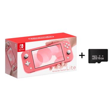 Nintendo Switch Lite - Coral + 16GB MicroSD Card Bundle