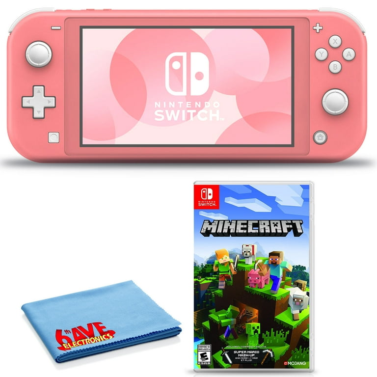 Nintendo Switch Lite (Coral) Bundle Includes Minecraft + 6Ave Cleaning Cloth