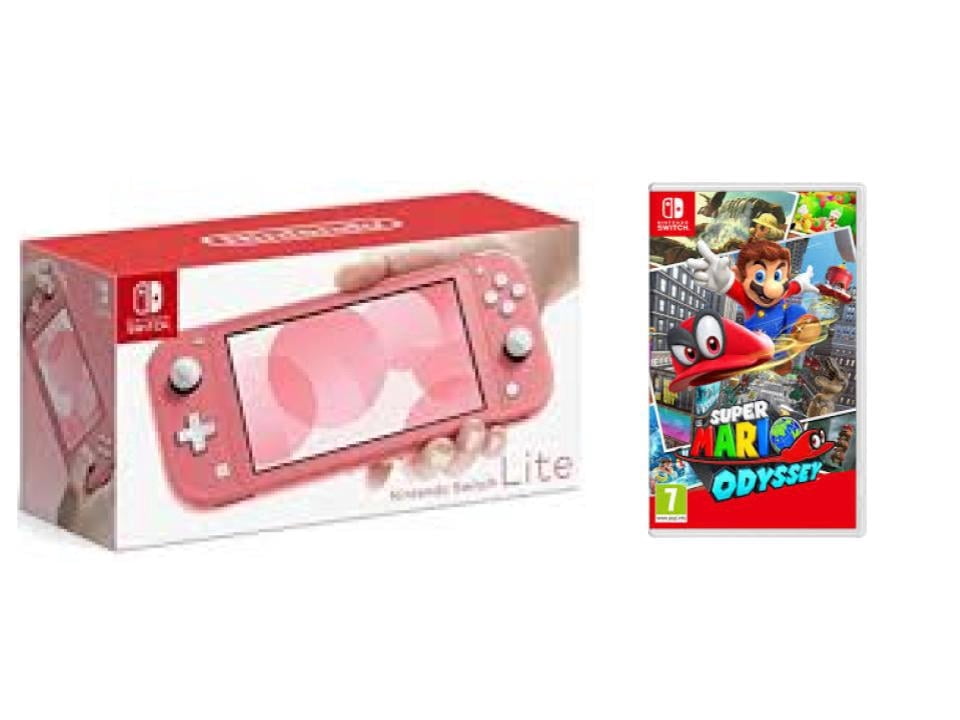 Nintendo Switch Lite Coral Gaming Console with Super Odyssey Bundle (Region Free)
