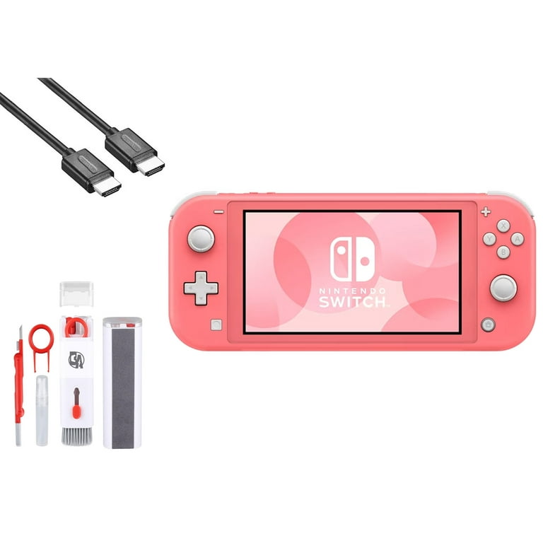 Nintendo Switch Lite - Coral with BOLT AXTION Cleaning Kit + HDMI  