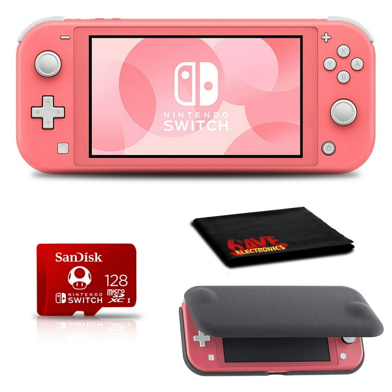 Nintendo Switch Lite Coral with Flip Cover Screen Protector and 128GB  microSDXC