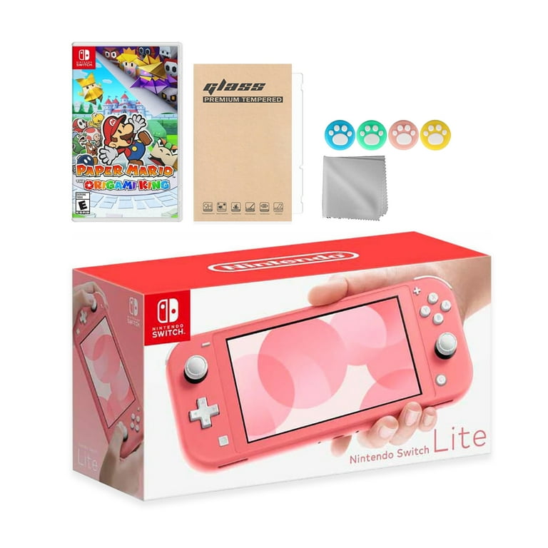 Nintendo Switch Lite Coral with Paper Mario The Origami King and